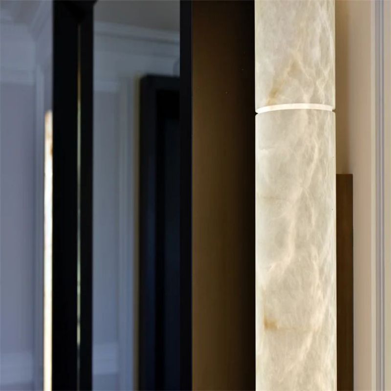 Alabaster Cylindrical Wall Sconce