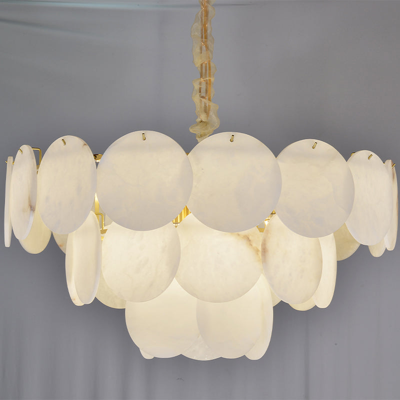 Alabaster Disc Three-layer Chandelier