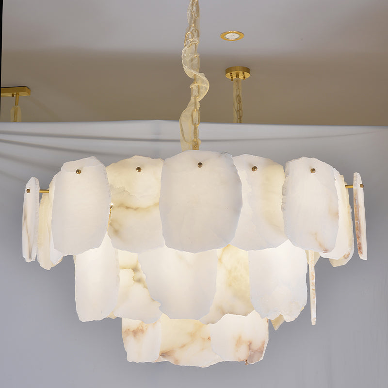 Alabaster Geometric Three-layer Chandelier