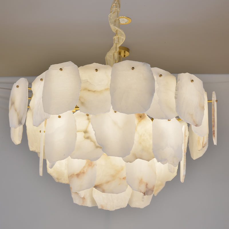 Alabaster Geometric Three-layer Chandelier