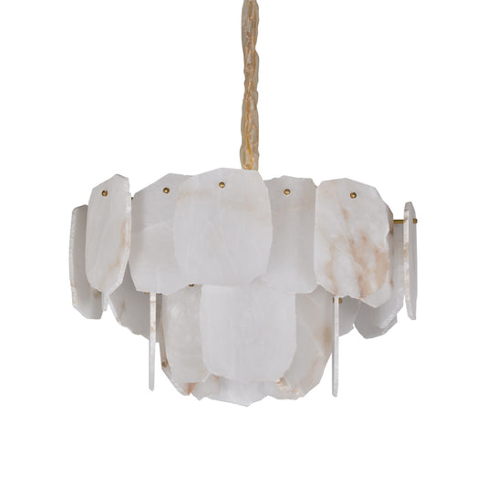 Alabaster Irregular Rectangular Piece Three-layer Chandelier