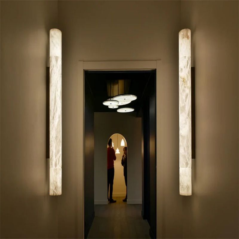Alabaster Cylindrical Wall Sconce